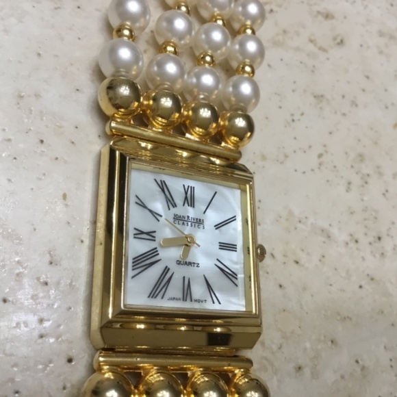Vintage Joan Rivers Classics Quartz Gold Tone and White Faux Pearl Watch main image 4